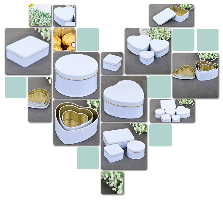 Wedding Supplies Return Gift Creative Tinplate Candy Box White Series Heart-Shaped Multiple Models Candy Box