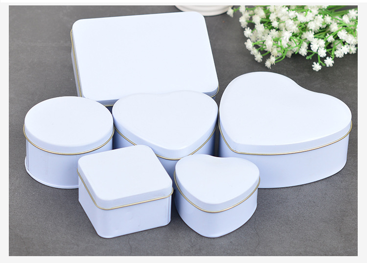 Wedding Supplies Return Gift Creative Tinplate Candy Box White Series Heart-Shaped Multiple Models Candy Box