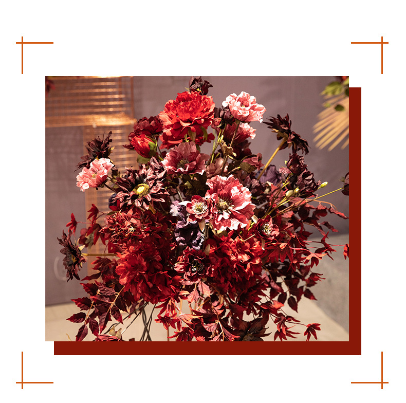 Dark Red Wedding Simulation Flower Matching Scene Combination Ceiling Road Lead Flower Rows Wedding Decorative Fake Flower Factory Wholesale Dark Red Wedding Simulation Flower Matching Scene Combination Ceiling Road Lead Flower Rows Wedding Decorative Fake Flower Factory Wholesale