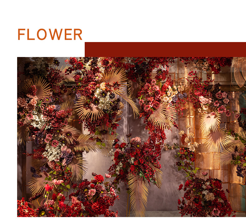 Dark Red Wedding Simulation Flower Matching Scene Combination Ceiling Road Lead Flower Rows Wedding Decorative Fake Flower Factory Wholesale Dark Red Wedding Simulation Flower Matching Scene Combination Ceiling Road Lead Flower Rows Wedding Decorative Fake Flower Factory Wholesale