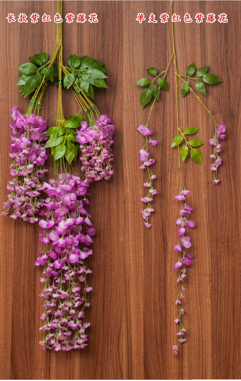 Artificial Wisteria Wisteria Branch Internet Celebrity Corridor Ceiling Wisteria Flower Artificial Flower Plant Wisteria Flower Fake Flower Wholesale