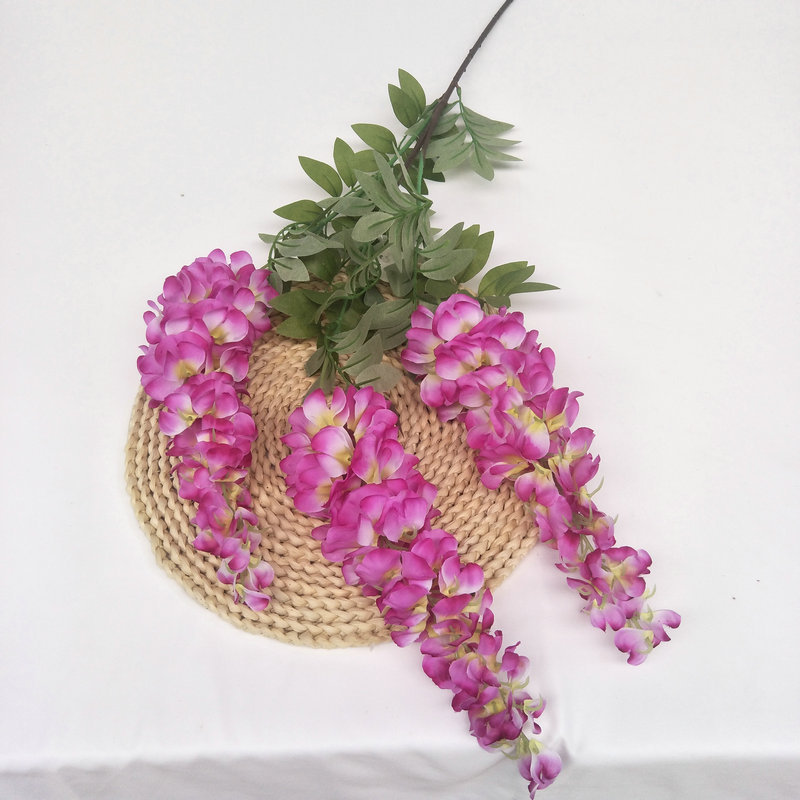 Simulation Three-Fork Wisteria Flower Ceiling Wedding Decoration Flower Multi-Color Simulation Tofu Pudding Rattan Raw Silk Fake Flowers