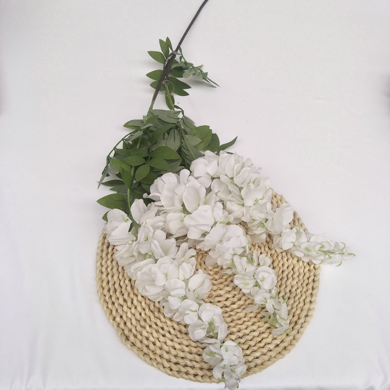 Simulation Three-Fork Wisteria Flower Ceiling Wedding Decoration Flower Multi-Color Simulation Tofu Pudding Rattan Raw Silk Fake Flowers