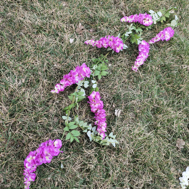 Simulation Three-Fork Wisteria Flower Ceiling Wedding Decoration Flower Multi-Color Simulation Tofu Pudding Rattan Raw Silk Fake Flowers
