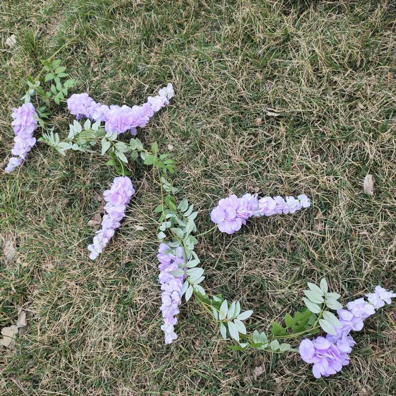 Simulation Three-Fork Wisteria Flower Ceiling Wedding Decoration Flower Multi-Color Simulation Tofu Pudding Rattan Raw Silk Fake Flowers