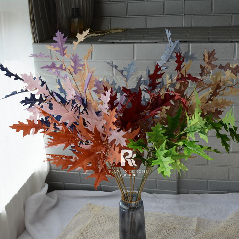 Small Maple Leaf Coral Leaf Large Branch Retro Autumn Color Wedding Artificial Flower Leaf Material Wedding Hall Ceiling Decoration Background Road Guide