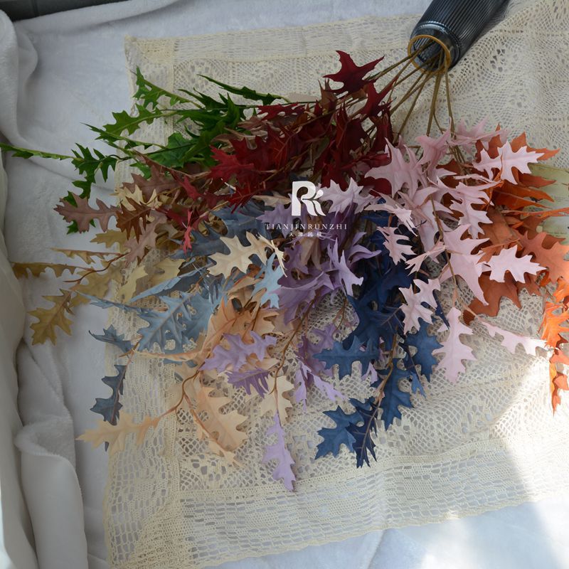 Small Maple Leaf Coral Leaf Large Branch Retro Autumn Color Wedding Artificial Flower Leaf Material Wedding Hall Ceiling Decoration Background Road Guide