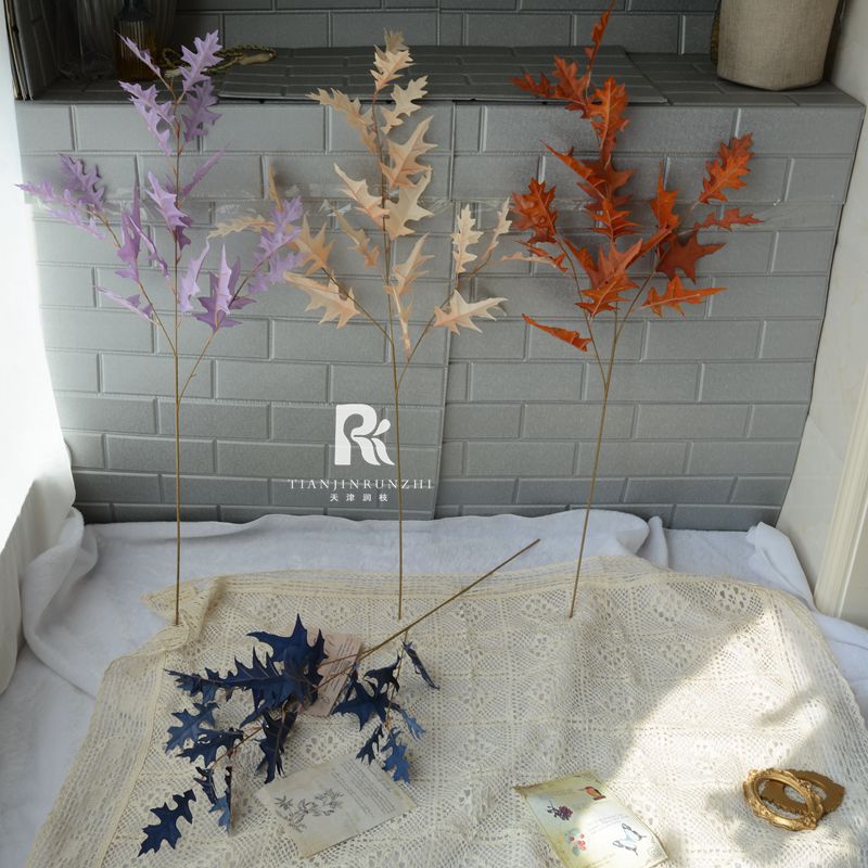 Small Maple Leaf Coral Leaf Large Branch Retro Autumn Color Wedding Artificial Flower Leaf Material Wedding Hall Ceiling Decoration Background Road Guide