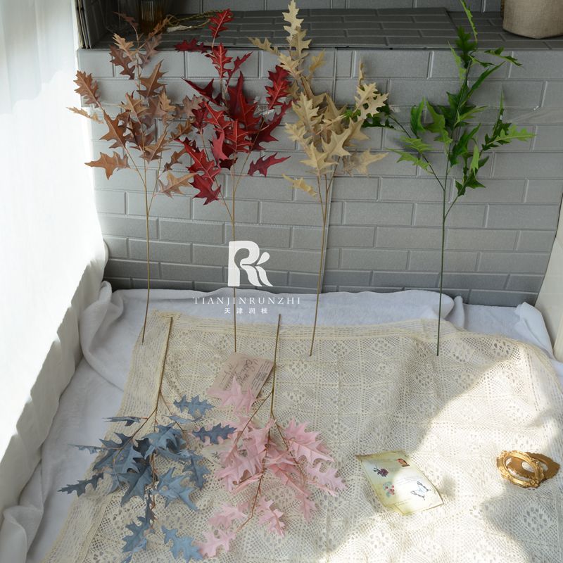 Small Maple Leaf Coral Leaf Large Branch Retro Autumn Color Wedding Artificial Flower Leaf Material Wedding Hall Ceiling Decoration Background Road Guide