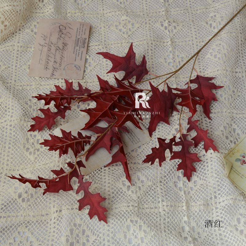 Small Maple Leaf Coral Leaf Large Branch Retro Autumn Color Wedding Artificial Flower Leaf Material Wedding Hall Ceiling Decoration Background Road Guide