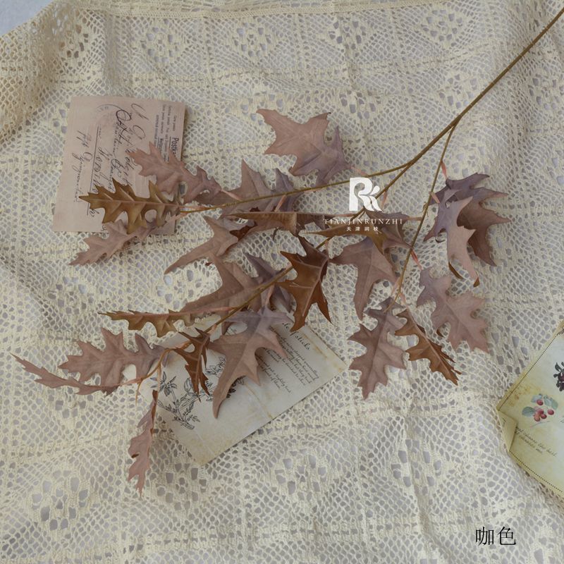 Small Maple Leaf Coral Leaf Large Branch Retro Autumn Color Wedding Artificial Flower Leaf Material Wedding Hall Ceiling Decoration Background Road Guide