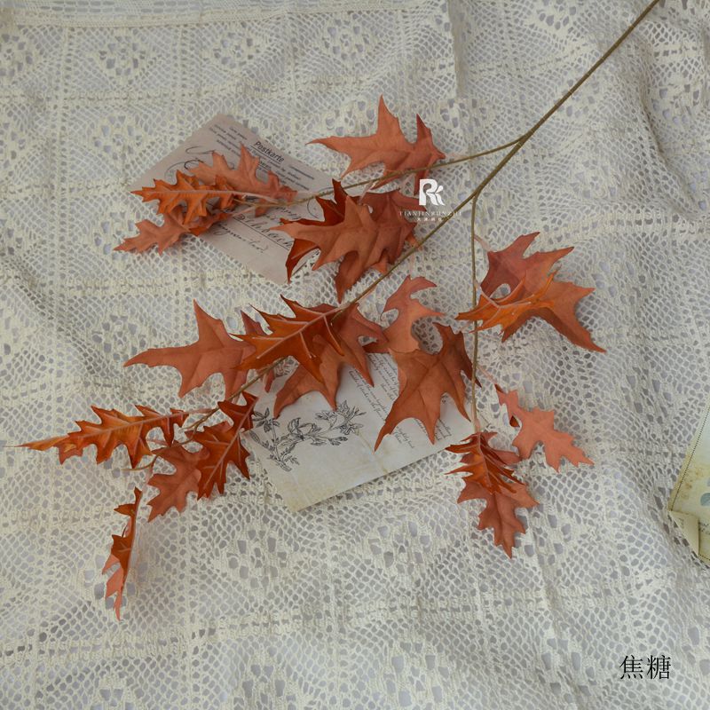 Small Maple Leaf Coral Leaf Large Branch Retro Autumn Color Wedding Artificial Flower Leaf Material Wedding Hall Ceiling Decoration Background Road Guide