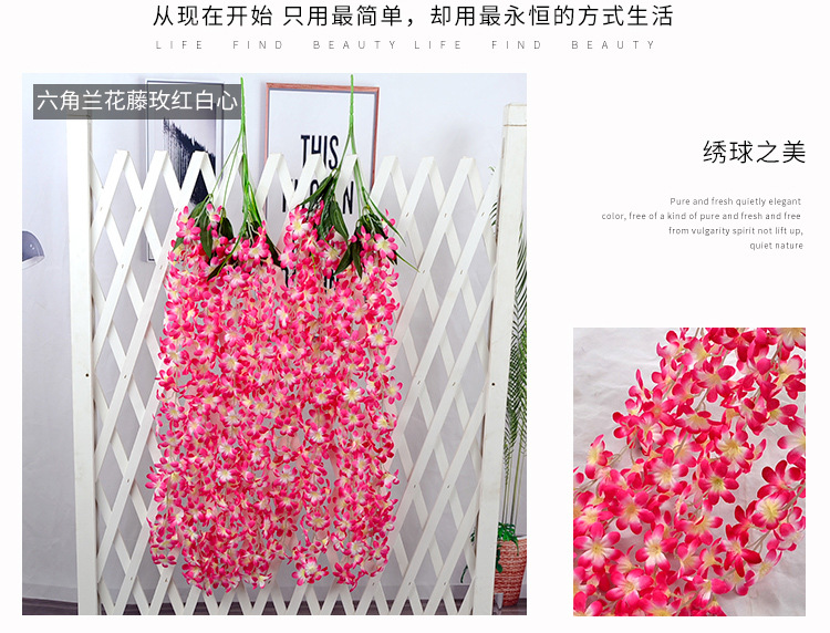 Wholesale Artificial Wisteria Lilac Wall Hanging the Flowers Fake Flower Wedding Decoration Flower Rattan Vine Silk Flower Ceiling Flowers