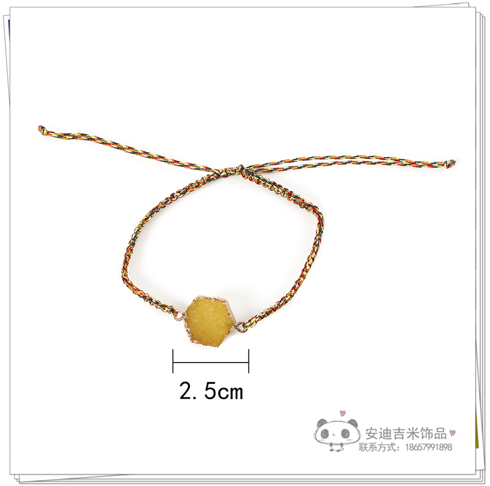 Fashion Simple Zircon Cut Face Crystal Pendant Bracelet Handmade Braided Rope DIY Bracelet Wrist Ring Factory Direct Sales