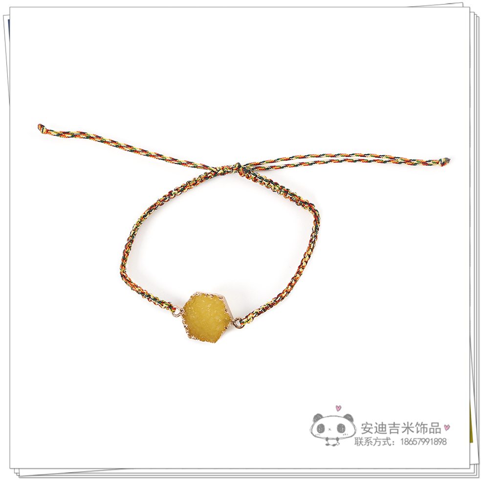 Fashion Simple Zircon Cut Face Crystal Pendant Bracelet Handmade Braided Rope DIY Bracelet Wrist Ring Factory Direct Sales
