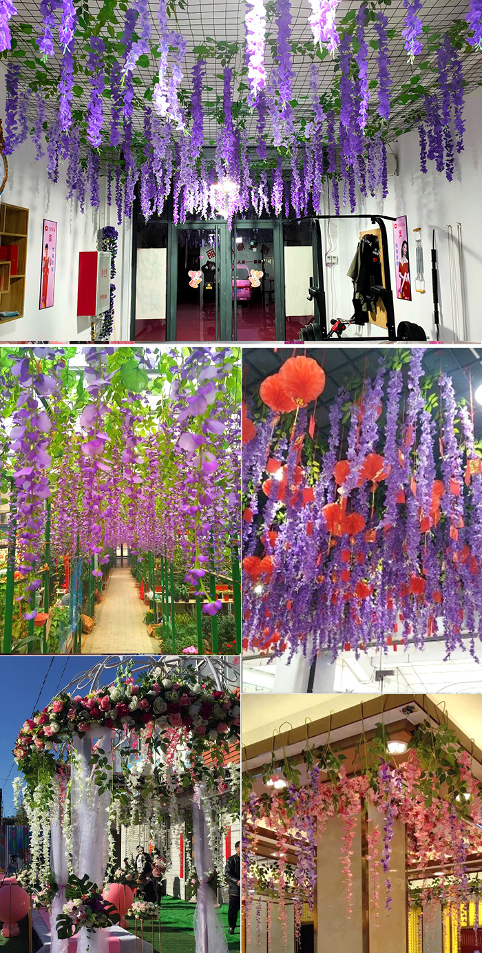 Artificial Flower Indoor Ceiling Decoration Fake Flower for Wedding Corridor Hanging Plastic the Flowers Artificial Plant Wisteria Flower Rattan Artificial Flower Indoor Ceiling Decoration Fake Flower for Wedding Corridor Hanging Plastic the Flowers Artificial Plant Wisteria Flower Rattan