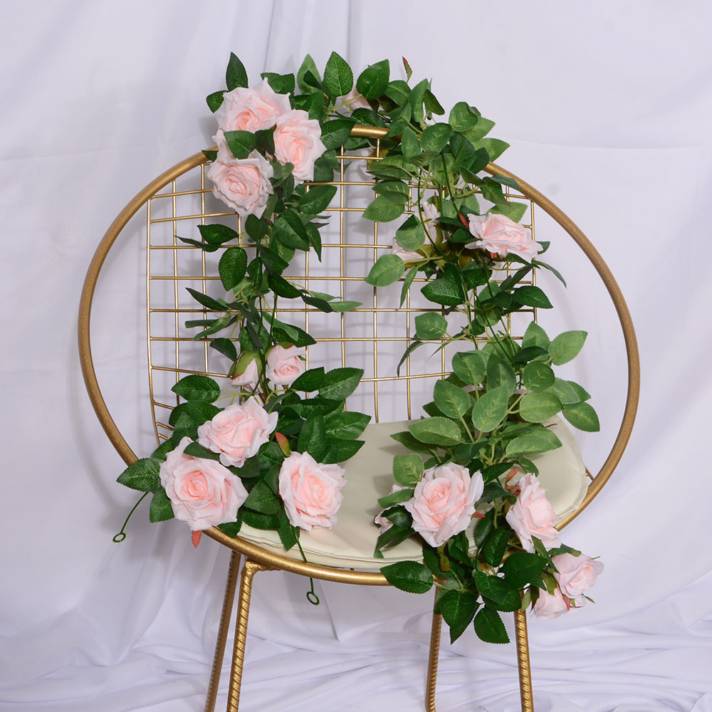 Artificial Rose Vine Fake Flower Rattan Air Conditioning Pipe Hiding Living Room Ceiling Decoration Plastic Vine Twining Plants
