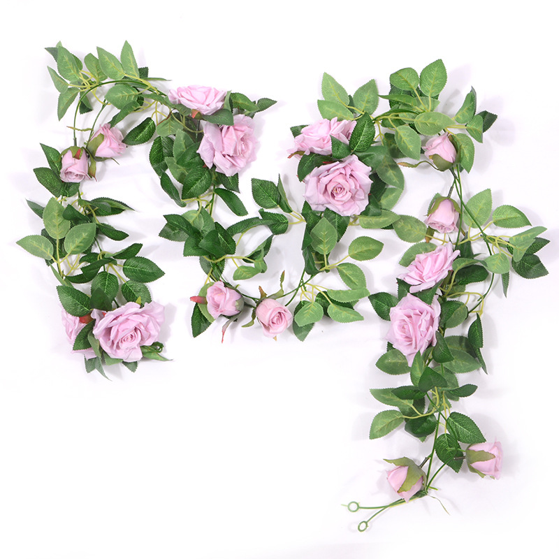 Artificial Rose Vine Fake Flower Rattan Air Conditioning Pipe Hiding Living Room Ceiling Decoration Plastic Vine Twining Plants Artificial Rose Vine Fake Flower Rattan Air Conditioning Pipe Hiding Living Room Ceiling Decoration Plastic Vine Twining Plants