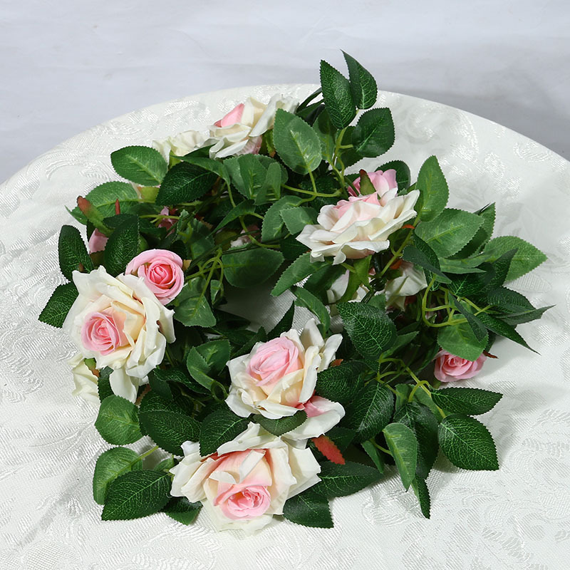 Artificial Rose Vine Fake Flower Rattan Air Conditioning Pipe Hiding Living Room Ceiling Decoration Plastic Vine Twining Plants Artificial Rose Vine Fake Flower Rattan Air Conditioning Pipe Hiding Living Room Ceiling Decoration Plastic Vine Twining Plants