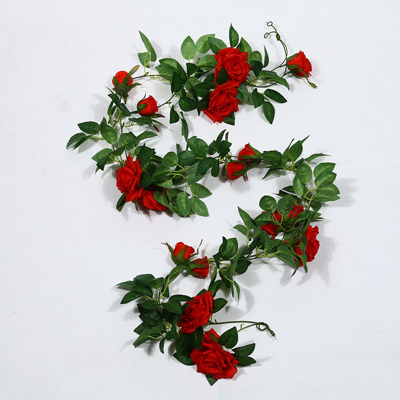 Artificial Rose Vine Fake Flower Rattan Air Conditioning Pipe Hiding Living Room Ceiling Decoration Plastic Vine Twining Plants Artificial Rose Vine Fake Flower Rattan Air Conditioning Pipe Hiding Living Room Ceiling Decoration Plastic Vine Twining Plants