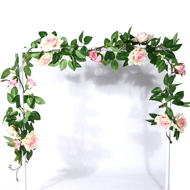 Artificial Rose Vine Fake Flower Rattan Air Conditioning Pipe Hiding Living Room Ceiling Decoration Plastic Vine Twining Plants Artificial Rose Vine Fake Flower Rattan Air Conditioning Pipe Hiding Living Room Ceiling Decoration Plastic Vine Twining Plants