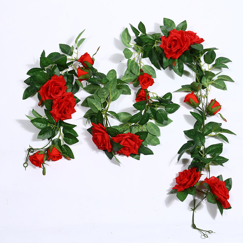 Artificial Rose Vine Fake Flower Rattan Air Conditioning Pipe Hiding Living Room Ceiling Decoration Plastic Vine Twining Plants Artificial Rose Vine Fake Flower Rattan Air Conditioning Pipe Hiding Living Room Ceiling Decoration Plastic Vine Twining Plants