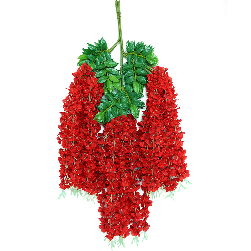 Artificial Wisteria Bean Flower String Long Wedding Celebration Decoration Rattan Indoor Ceiling Vine Flowers Violet HANAFUJI Fake Flower