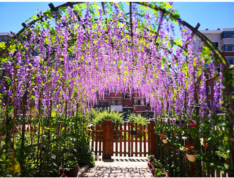 Artificial Wisteria Bean Flower String Long Wedding Celebration Decoration Rattan Indoor Ceiling Vine Flowers Violet HANAFUJI Fake Flower