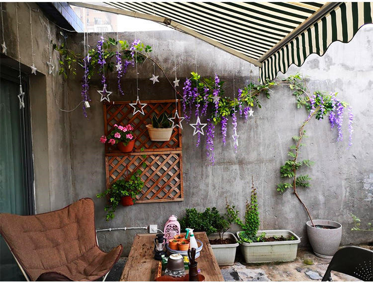 Artificial Wisteria Bean Flower String Long Wedding Celebration Decoration Rattan Indoor Ceiling Vine Flowers Violet HANAFUJI Fake Flower