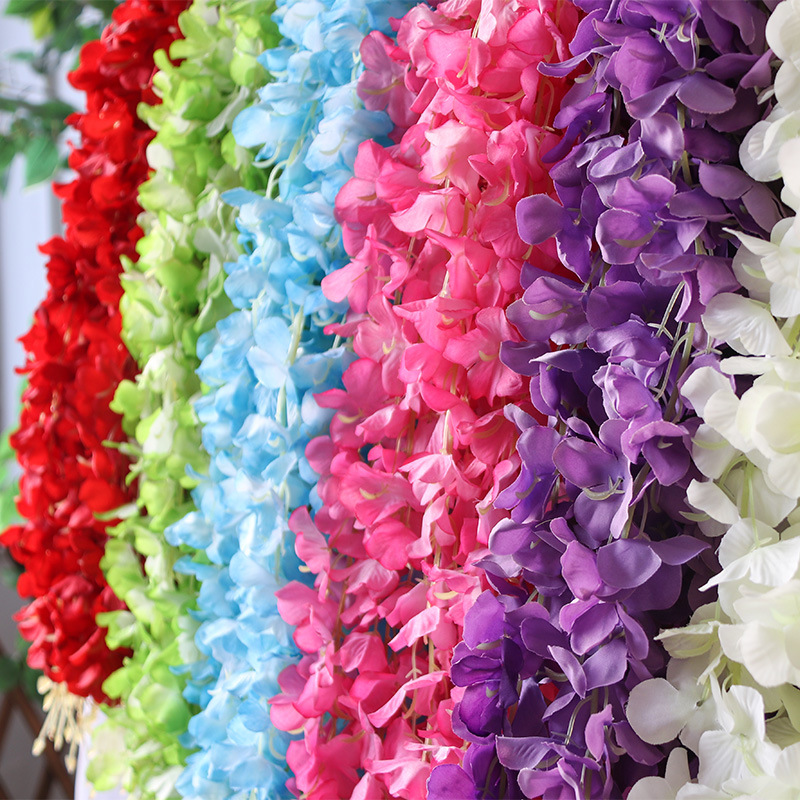 Artificial Wisteria Ceiling Wedding Corridor Ornamental Flower Artificial Flowers Simulation Tofu Pudding the Flowers Indoor Green Leaf and Fake Flower