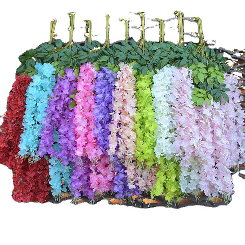 Artificial Wisteria Bean Flower String Wedding Celebration Decoration Plastic Flowers HANAFUJI Rattan Ceiling Hanging HANAFUJI Violet Fake Flower Vine HANAFUJI Vine