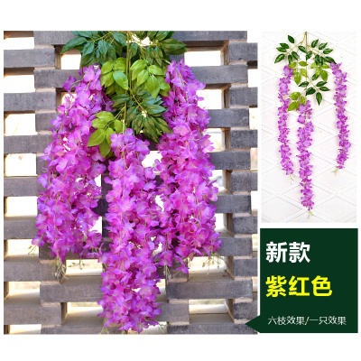 Artificial Wisteria Bean Flower String Wedding Celebration Decoration Plastic Flowers HANAFUJI Rattan Ceiling Hanging HANAFUJI Violet Fake Flower Vine HANAFUJI Vine