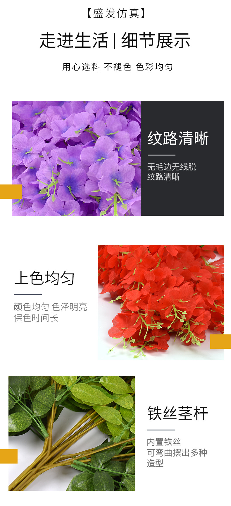Artificial Wisteria 12 Orchid Strings Wedding Home Furnishing Decorative Fake Flower Ceiling Violet Encryption Simulation Tofu Pudding