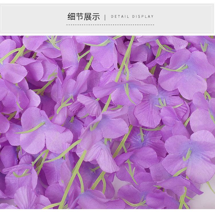 Artificial Wisteria Violet Fake Flower Ceiling Indoor Wedding Decoration Flower Rattan Plastic Flowers Plant Vine Covering