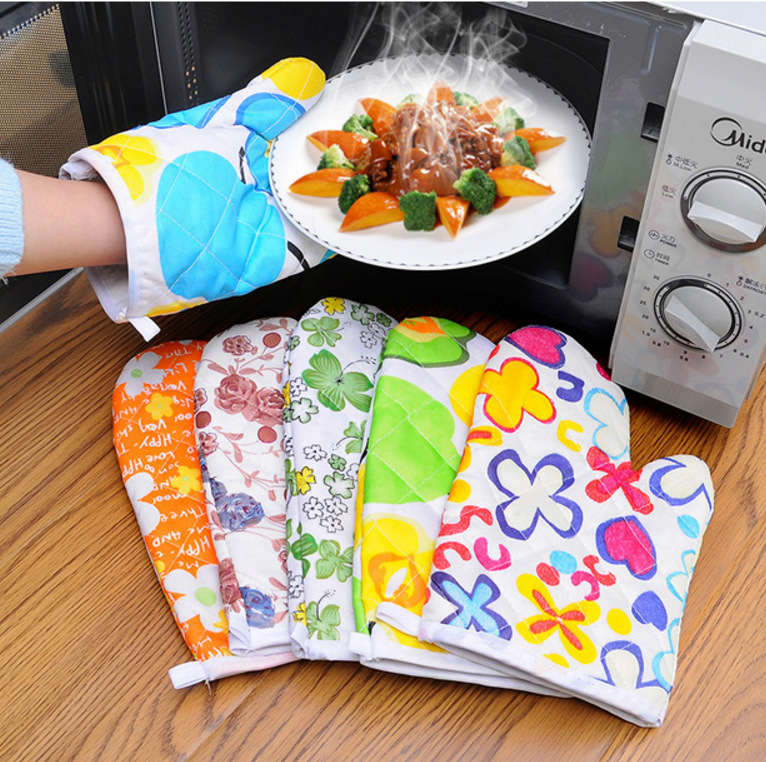 Microwave Oven Gloves Anti-Scald Household Oven High Temperature Resistant Baking White Cotton Factory Direct Sales 1 Bag Insulation Gloves