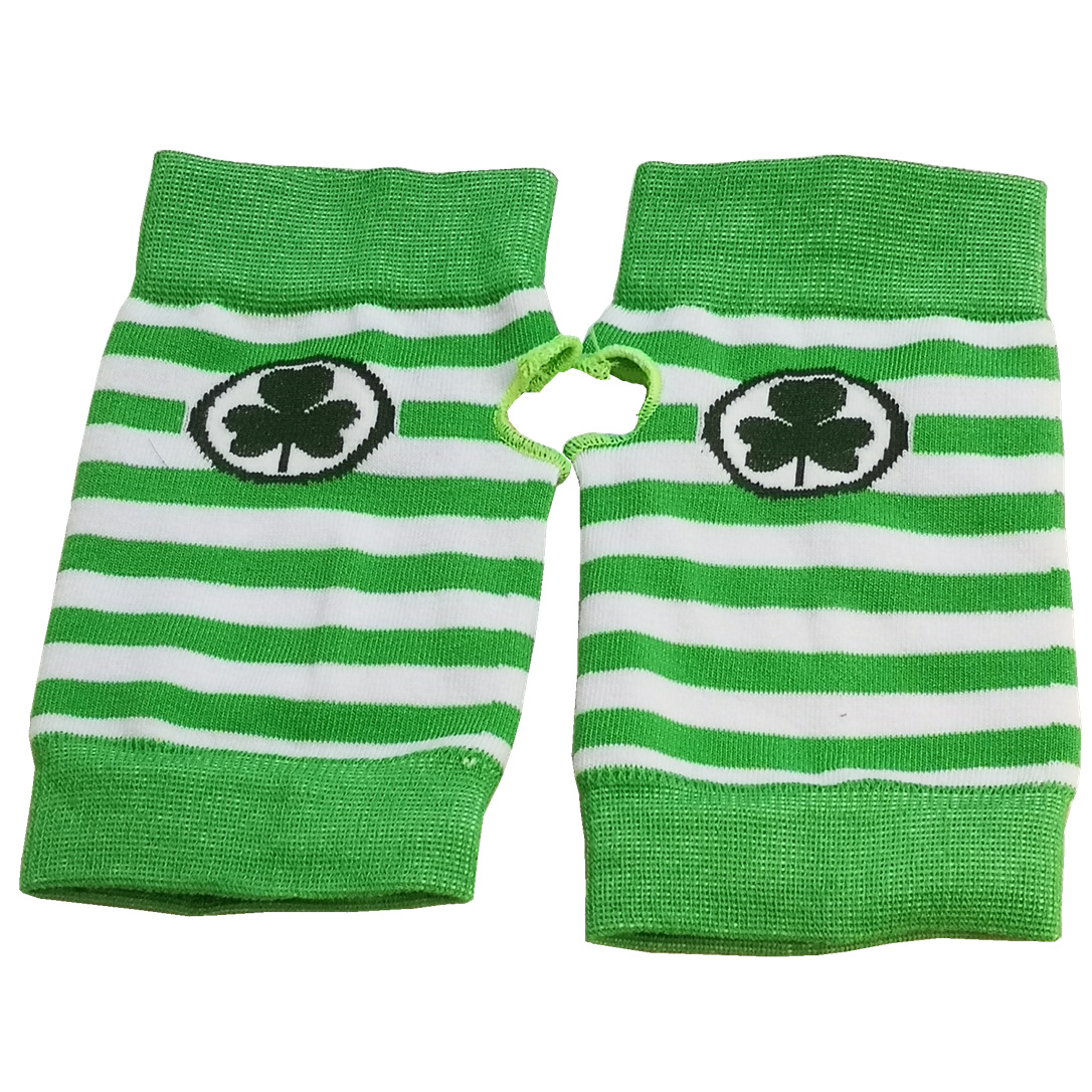 Amazon Spot Irish Day St. Patrick's Day Clover Gloves Green & White Stripes Party Short Gloves