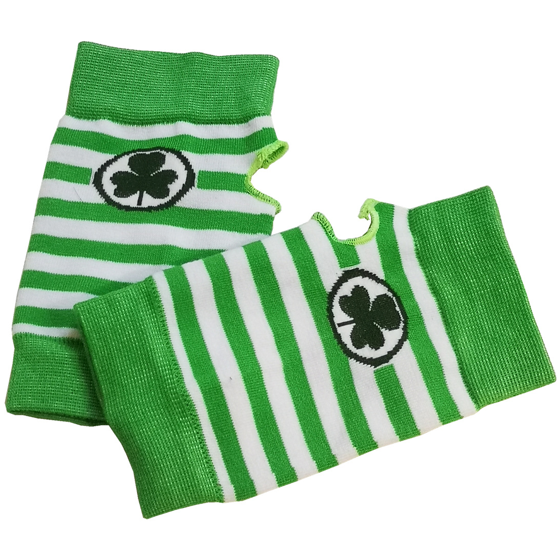 Amazon Spot Irish Day St. Patrick's Day Clover Gloves Green & White Stripes Party Short Gloves