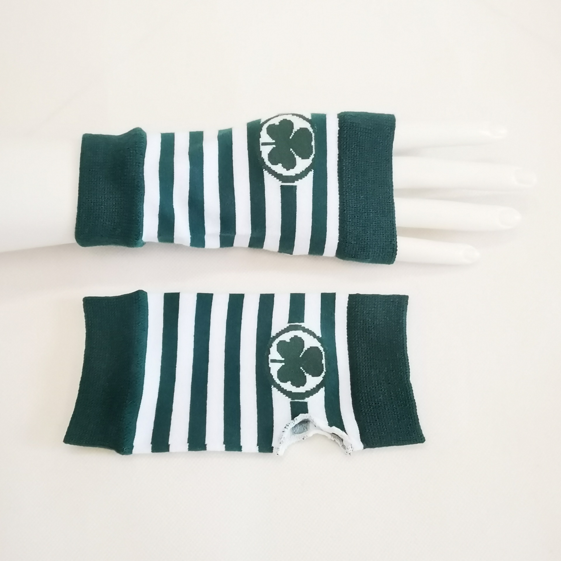 Amazon Spot Irish Day St. Patrick's Day Clover Gloves Green & White Stripes Party Short Gloves