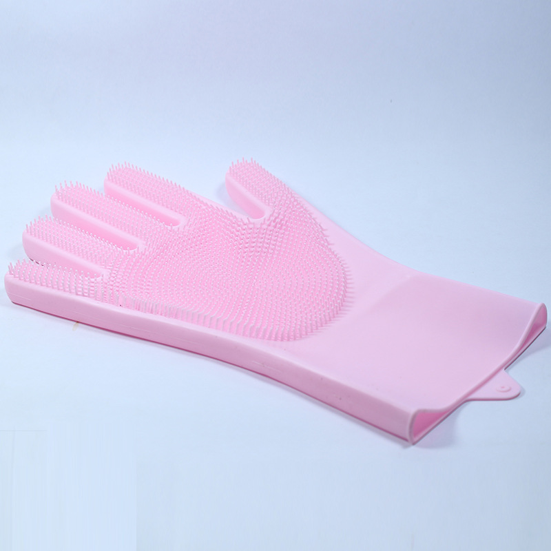 Magic Silicone Dishwashing Gloves Female Household Bowl Washing Protective Gloves Kitchen Cleaning Household Anti-Freezing Laundry and Vegetable Washing