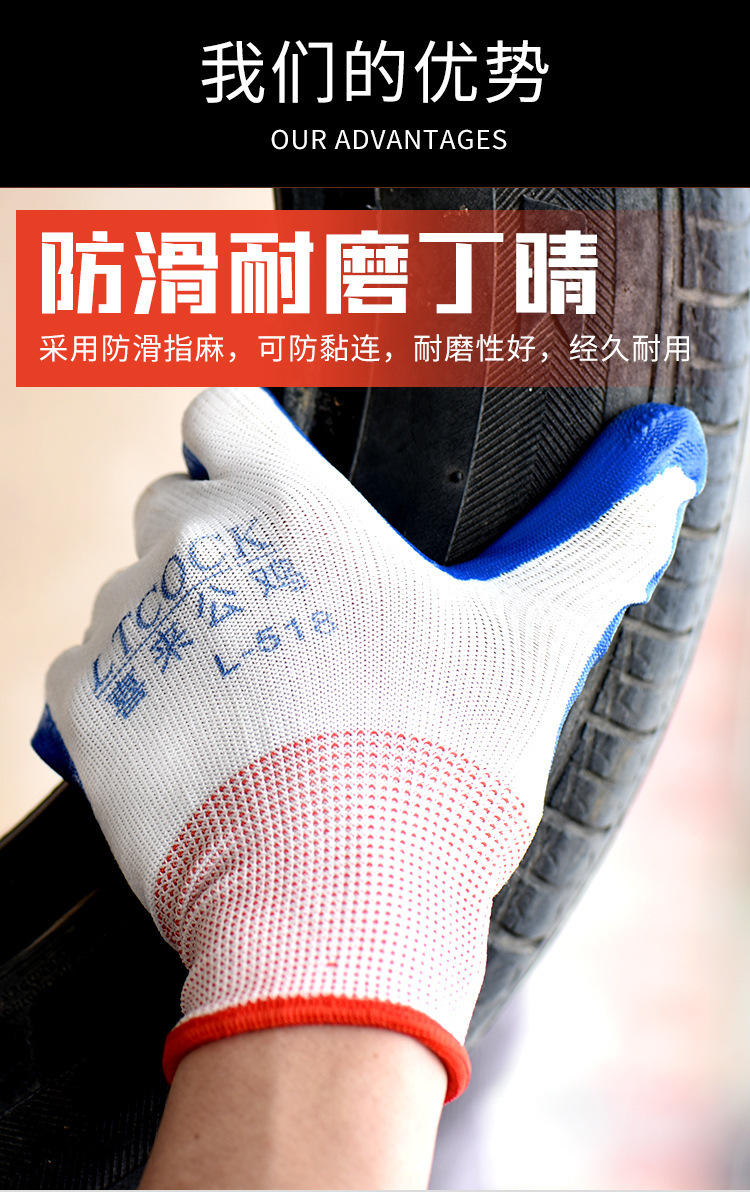 Wear-Resistant Non-Slip Dipped Nylon Gloves Thirteen-Needle Nitrile Blue Nitrile Coated Dingting Wholesale Nylon Gloves