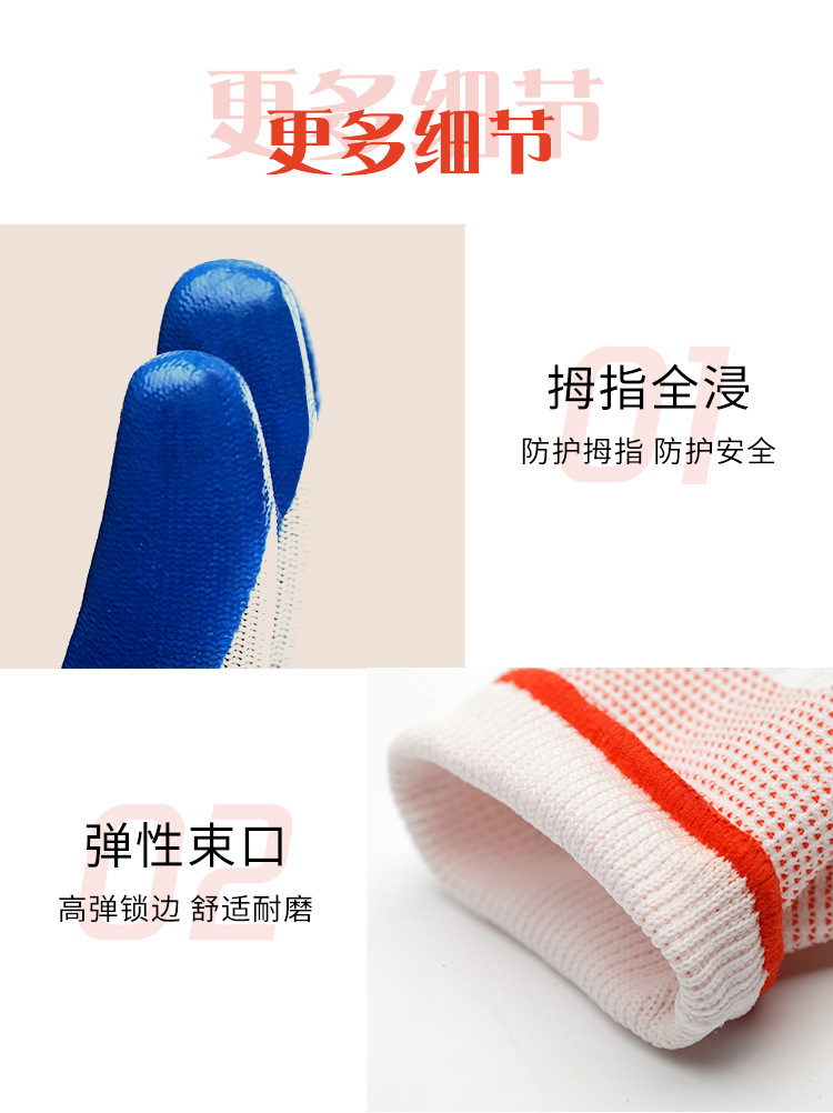 Wear-Resistant Non-Slip Dipped Nylon Gloves Thirteen-Needle Nitrile Blue Nitrile Coated Dingting Wholesale Nylon Gloves