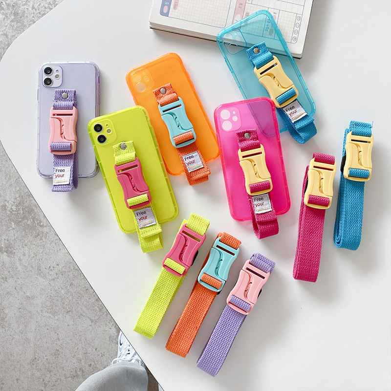 Wrist Strap Mobile Phone Case Iphone12 Phone Case Protective Cover Outdoor Crossbody Strap Wrist Strap Shell for Apple 11