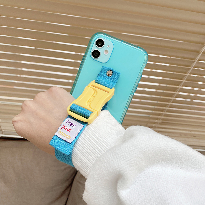 Wrist Strap Mobile Phone Case Iphone12 Phone Case Protective Cover Outdoor Crossbody Strap Wrist Strap Shell for Apple 11