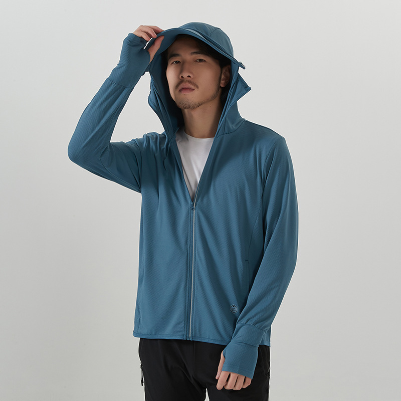Factory Wholesale UPF50 + Couple Outdoor Summer Sun Protective Clothes UV Protection Hooded Detachable Hat Brim Wind Shield