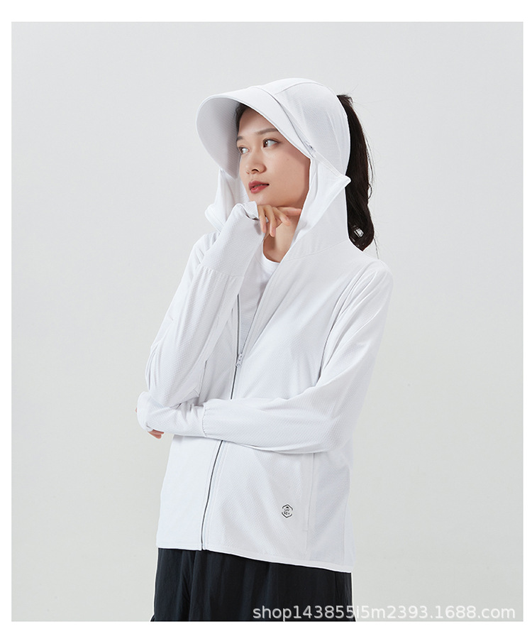 Factory Wholesale UPF50 + Couple Outdoor Summer Sun Protective Clothes UV Protection Hooded Detachable Hat Brim Wind Shield