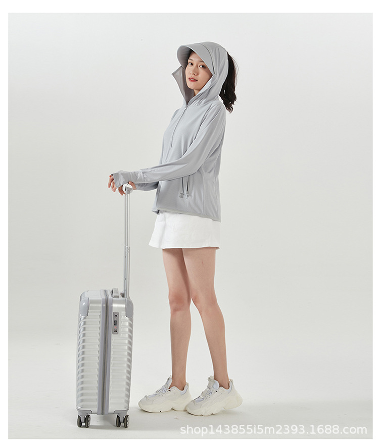 Factory Wholesale UPF50 + Couple Outdoor Summer Sun Protective Clothes UV Protection Hooded Detachable Hat Brim Wind Shield