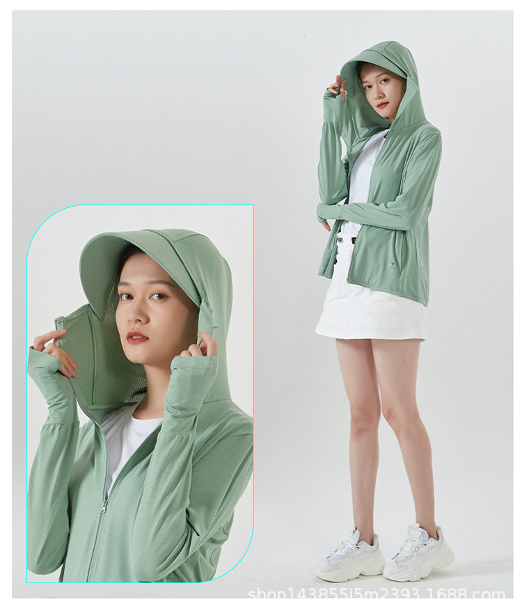 Factory Wholesale UPF50 + Couple Outdoor Summer Sun Protective Clothes UV Protection Hooded Detachable Hat Brim Wind Shield