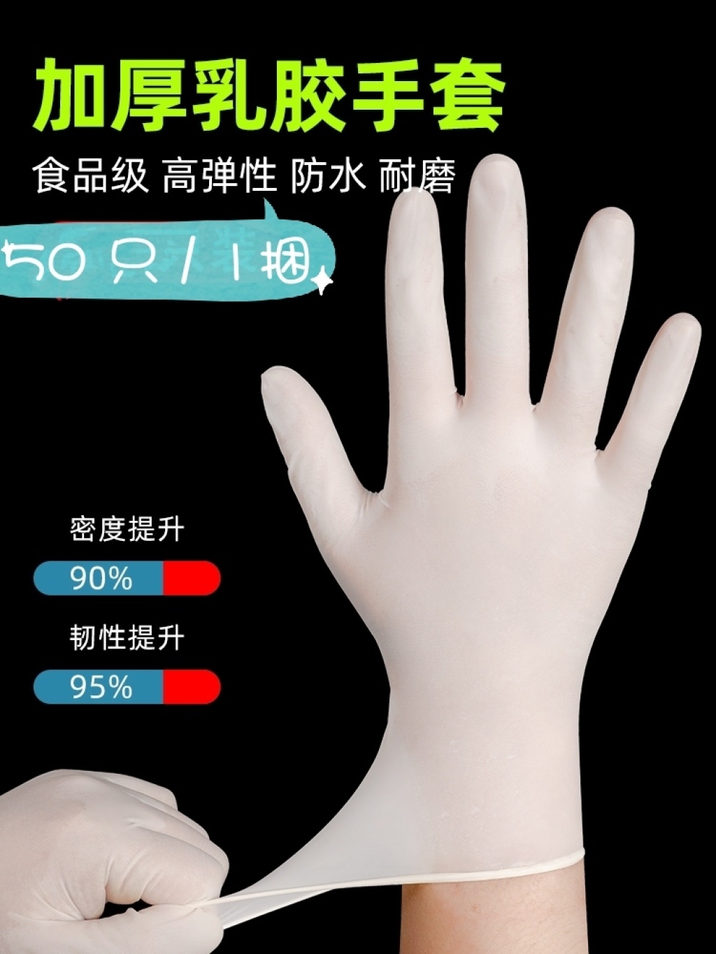 Disposable Gloves Food Grade Special Food Catering PVC Thickened Durable Plastic Transparent Latex Rubber 2 Yuan Shop