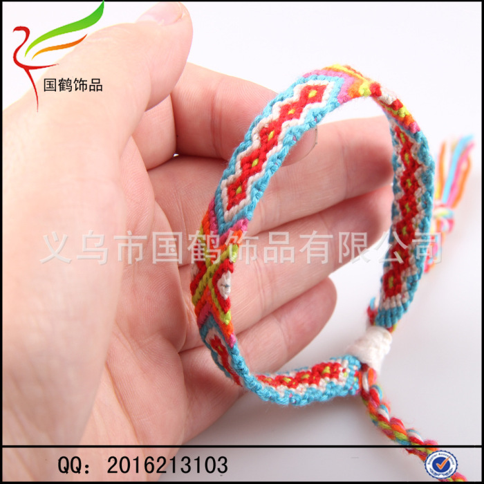 Color cotton wrist strap Nepal hand woven folk style Friendship Bracelet Color cotton wrist strap Nepal hand woven folk style Friendship Bracelet