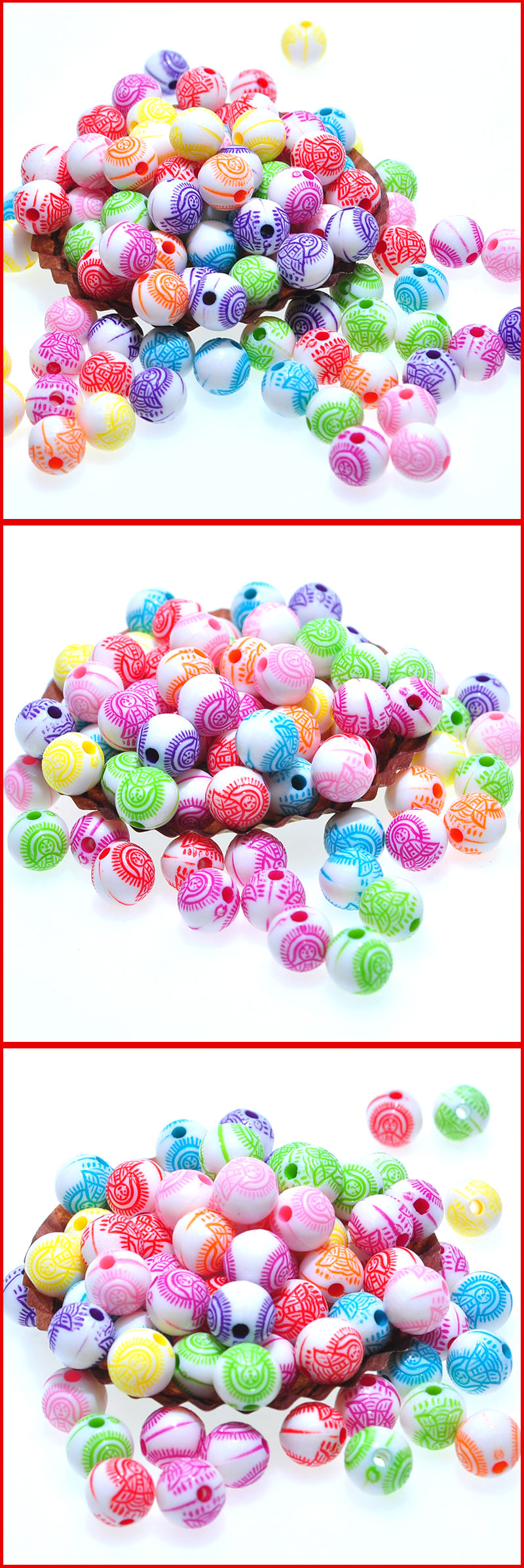 Music Festival Scattered Beads Acrylic Beads 8mm round White Background Color Guanyin Beads Colorful Beads Bracelet Wrist Ring Beaded